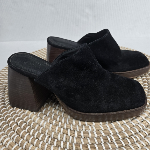 Black Suede Platform Mules 7 - Picture 1 of 12